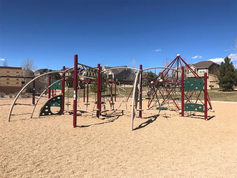 Outdoor play space for elementary aged kids at Black Forest Elementary School in Aurora, CO